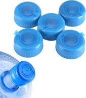 💧 duokon 5pcs 55mm gallon water bottle cap: blue anti-splash replacement lid for drinking water bottles logo