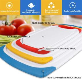 img 3 attached to Набор кухонных разделочных досок из пластика – пластины для нарезки с антискользящими ножками, под сок, удобной ручкой | Свободные от БПА, неопорные, безопасные в посудомоечной машине.
