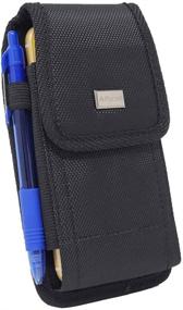 img 2 attached to 📱 AISCELL Tactical Holster: Black Canvas Nylon Case with Metal Belt Clip for Moto g Fast, Moto e (2020), Edge+, G7 Power, One Zoom, E5 Plus - Heavy Duty Pouch fits Phone with Hybrid Protective Skin Cover Case