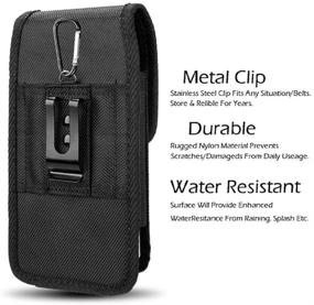 img 3 attached to 📱 AISCELL Tactical Holster: Black Canvas Nylon Case with Metal Belt Clip for Moto g Fast, Moto e (2020), Edge+, G7 Power, One Zoom, E5 Plus - Heavy Duty Pouch fits Phone with Hybrid Protective Skin Cover Case