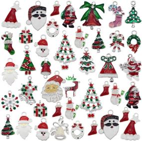 img 2 attached to Sparkling Collection: 20pcs Silver Enamel Christmas Charms for DIY Jewelry Making