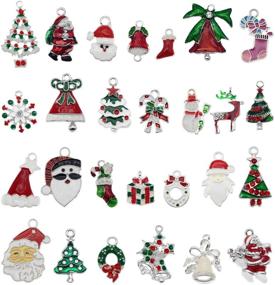 img 4 attached to Sparkling Collection: 20pcs Silver Enamel Christmas Charms for DIY Jewelry Making