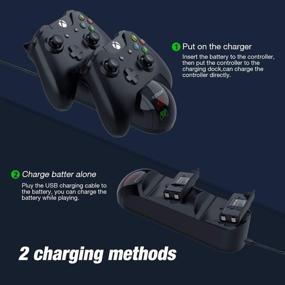 img 2 attached to 🎮 Dual Controller Charger for Xbox One: High-Speed Charging Station Kit with 2 x 1200mAh Rechargeable Battery Packs and Two Slots