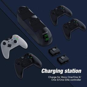 img 3 attached to 🎮 Dual Controller Charger for Xbox One: High-Speed Charging Station Kit with 2 x 1200mAh Rechargeable Battery Packs and Two Slots