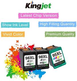 img 3 attached to 🖨️ Kingjet Remanufactured Ink Cartridge Replacement for HP 98 95 C9364WN C8766WN Compatible with Officejet 150 100 6310 H470 PhotoSmart 2575 C4150 C4180 8050 Deskjet 460 5940 5943 Printer (2 Black, 1 Color)