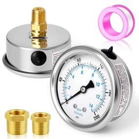 img 4 attached to MEANLIN MEASURE 0-200Psi Stainless Pressure Gauge: High Accuracy and Durability for Precise Measurements