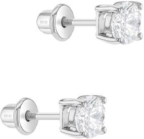 img 3 attached to 👶 925 Sterling Silver Kids 2mm-5mm Clear Cubic Zirconia Round Stud Solitaire Screw Back Earrings with Safety Backs - Perfect Baby Girl Earrings for Infants and Toddlers