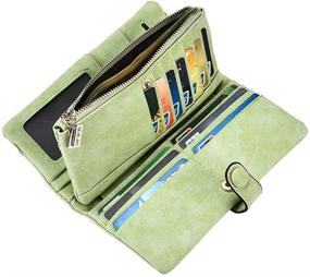 img 2 attached to 👛 Large Capacity Women's Vegan Leather Wallet Bifold Clutch: Card Organizer with Buckle Long Purse for Girls in Various Candy Colors