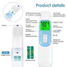 img 3 attached to 🌡️ IDOIT Infrared Thermometer: Accurate 4-in-1 Non Contact Forehead Ear Body Room Thermometer for Adults, Kids, and Babies - LCD Screen, Quick Read for Fever