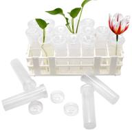 floral water tubes with rack holder and vials - ideal for flower arrangements and milkweed cuttings (pack of 21) logo