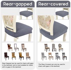 img 2 attached to High-Quality 4 Pack Dark Grey Chair Seat Covers for Dining Room - Rear-Covered, Stretchable & Washable Slipcovers for Parsons Chairs - Removable & Fitted - Perfect for Kitchen & Square Chairs!