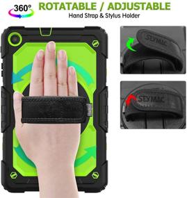 img 3 attached to 📱 Samsung Galaxy Tab A 10.1 T510/T515/T517 Case - SEYMAC Stock: Full-body Protection with 360° Rotating Stand, Screen Protector & Hand Strap [Green+Black]