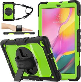 img 4 attached to 📱 Samsung Galaxy Tab A 10.1 T510/T515/T517 Case - SEYMAC Stock: Full-body Protection with 360° Rotating Stand, Screen Protector & Hand Strap [Green+Black]