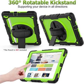 img 2 attached to 📱 Samsung Galaxy Tab A 10.1 T510/T515/T517 Case - SEYMAC Stock: Full-body Protection with 360° Rotating Stand, Screen Protector & Hand Strap [Green+Black]