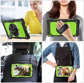 img 1 attached to 📱 Samsung Galaxy Tab A 10.1 T510/T515/T517 Case - SEYMAC Stock: Full-body Protection with 360° Rotating Stand, Screen Protector & Hand Strap [Green+Black]