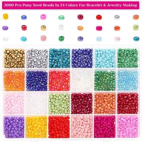 img 3 attached to Paxcoo 3000 Pcs 4mm Rainbow Pony Beads with 1200 Pcs Letter Beads - Perfect for Friendship Bracelets and Jewelry Making