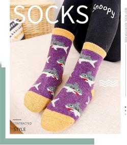 img 1 attached to 🧦 Cozy Comfort for Kids: Winter Wool Socks - Soft, Thick, Thermal, Cute Animal Design - Ideal for Boys and Girls