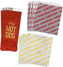 img 1 attached to 🍔 Outside the Box Papers Foil Printed Hamburger, Cheeseburger, and Hot Dog Sacks – Includes 24 Hamburger & 24 Cheeseburger Bags, Plus 48 Hot Dog Bags in Silver, Red, and Yellow