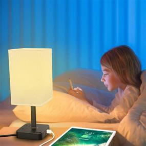 img 3 attached to 🔌 COZOO Bluetooth RGB & USB Bedside Table Lamp with 3 USB Charging Ports and 2 Outlets Power Strip, Dimmable LED Light Bulb, Music Sync Color Changing Light for Party, Home, Bedroom, Living Room