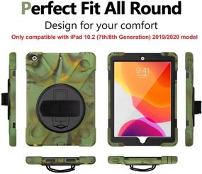 img 3 attached to TSQ iPad 10.2 2020 2019 Case + Screen Protector - 3 Layers Shockproof Rugged Silicon Boys Case with Stand/Hand Strap+Shoulder Strap for New iPad 10.2 8th 7th Generation (Camouflage)
