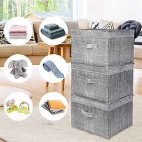 img 1 attached to 📦 OBewe X-Large Gray Foldable Storage Box with Lid, Handle, and Fabric Container - Convenient Storage Pack of 2 for Home, Bedroom, and Office