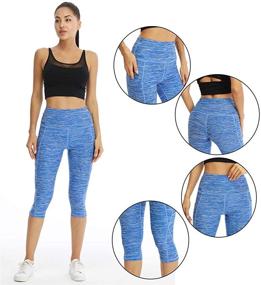 img 3 attached to 🩰 CongYee Sport Women's Yoga Capris with Tummy Control, Pockets, and High Waistband - Ideal Yoga Pants for Women, Leggings for Yoga