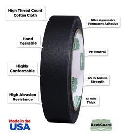 img 3 attached to 📚 BookGuard Premium Black Cloth Bookbinding Repair Tape - 1 Inch Width, 15 Yard Roll