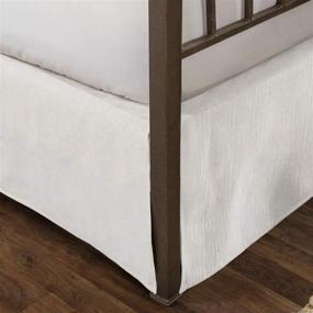 img 1 attached to 18-Inch Drop Twin XL Eggshell White Tailored Velvet 🛏️ Bed Skirt with Split Corner - Modern Dust Ruffle, High-End Design