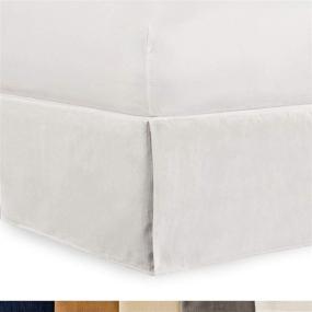 img 4 attached to 18-Inch Drop Twin XL Eggshell White Tailored Velvet 🛏️ Bed Skirt with Split Corner - Modern Dust Ruffle, High-End Design