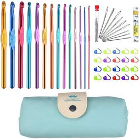 img 4 attached to 😍 StaiBC Multicolor Aluminum Crochet Hooks Set & Knitting Needles Craft Yarn Kit with Large-Eye Blunt Needles & Case | USA Standard Sizes 2.0-10.0mm