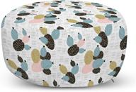 🌵 lunarable cactus ottoman pouf, hand drawn style succulent gardening plants spotty pattern with modern art design, decorative soft foot rest with removable cover for living room and bedroom, black aqua - improved seo логотип