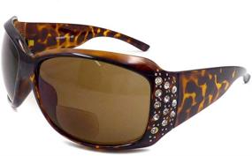 img 2 attached to Tortoise Brown Oversized XL Bi-focal Rhinestone Sun Readers Sunglasses for Women + Reading Glasses