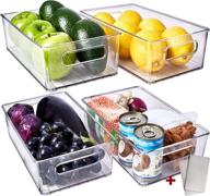 fridge organizer bins and freezer organizer - set of 4 clear storage bins with handles for pantry organization and storage by fullstar логотип