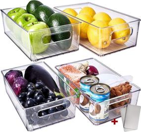 img 4 attached to Fridge Organizer Bins and Freezer Organizer - Set of 4 Clear Storage Bins with Handles for Pantry Organization and Storage by Fullstar