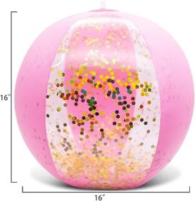 img 3 attached to Amor Inflatable Glitter Beach Ball 16" - Vibrant Pink Confetti Accent for Beachside Fun!