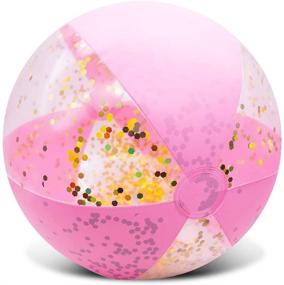 img 4 attached to Amor Inflatable Glitter Beach Ball 16" - Vibrant Pink Confetti Accent for Beachside Fun!