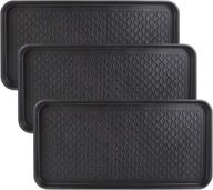 👞 falflor entryway boot trays - 3 pack of 30x15 inch heavy duty boot trays for indoor and outdoor use - pet feeding mat included - black logo