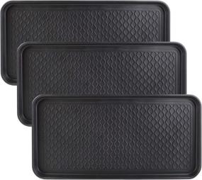 img 4 attached to 👞 Falflor Entryway Boot Trays - 3 Pack of 30x15 inch Heavy Duty Boot Trays for Indoor and Outdoor Use - Pet Feeding Mat Included - Black