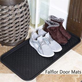 img 3 attached to 👞 Falflor Entryway Boot Trays - 3 Pack of 30x15 inch Heavy Duty Boot Trays for Indoor and Outdoor Use - Pet Feeding Mat Included - Black