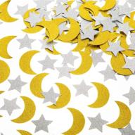 ✨ shimmering gold and silver glitter paper confetti stars and moons - stunning table decor for weddings, birthdays, eid parties! logo