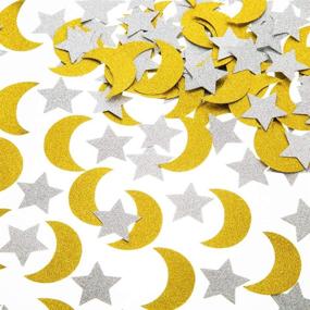 img 4 attached to ✨ Shimmering Gold and Silver Glitter Paper Confetti Stars and Moons - Stunning Table Decor for Weddings, Birthdays, Eid Parties!