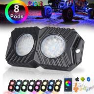 🚗 enhance your off-road experience with movotor rgb rock lights 8 pods: multicolor neon led light kit with timing music mode for underglow off road truck utv atv boat-8 pods logo