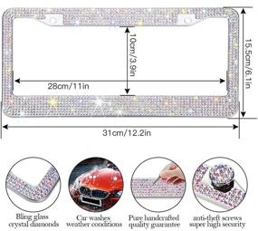 img 2 attached to 💎 OTOSTAR 7-Row Handcrafted 1000+ pcs Finest 14 Facets SS20 Premium Glass Crystal Diamond Stainless Steel License Plate Frame with Matching Screws Caps (AB Color)