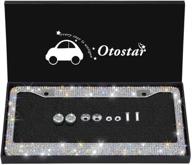 💎 otostar 7-row handcrafted 1000+ pcs finest 14 facets ss20 premium glass crystal diamond stainless steel license plate frame with matching screws caps (ab color) logo