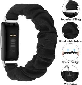 img 1 attached to Набор DAIKA Scrunchies Bands плюс защитный чехол с защитным стеклом для Fitbit Inspire 2 - мягкий эластичный тканевый браслет для запястья с полным защитным бампером, совместимый с Inspire 2 2020, фитнес-трекер для женщин.