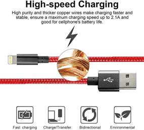img 2 attached to Зарядное устройство CUGUNU для iPhone, 5 штук 3/3/6/6/10FT Apple MFi Certified USB Lightning Cable - Нейлоновый оплетенный кабель быстрой зарядки для iPhone 13/12/11/X/Max/8/7/6/6S/5/5S/SE/Plus/iPad - Красный