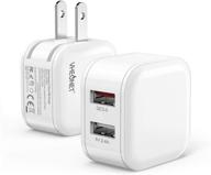 2-пак 30w usb c быстрой зарядки | блок зарядки power delivery с двумя портами pd | складная вилка | iphone 13/12/11/pro max, xs/xr/x, 8/7/6, ipad, airpods pro, samsung galaxy, pixel логотип