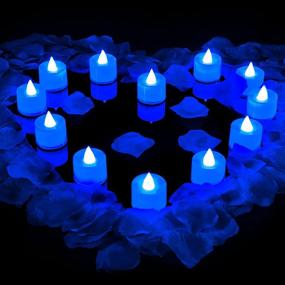 img 4 attached to Blue Light Flickering Candle with 600 Artificial Rose Petals and 12 LED Tea Lights: Perfect for Romantic Night, Valentine's Day, Anniversary, Wedding, and Honeymoon