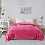 🎀 intelligent design microlight plush luxury: oversized throw-blanket, all-season full/queen cover - pink logo