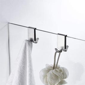 img 4 attached to 🚿 Stainless Steel Double Hooks for Glass Shower Door and Bathroom Glass Wall, 2 Pack - Brushed Finish, Suitable for 0.31-0.39in Glass - Ideal Towel Hooks
